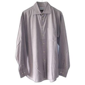Zanetti Men Gray Cotton Dress Shirt Size 16.5 - 42 Long Sleeve Made in Italy